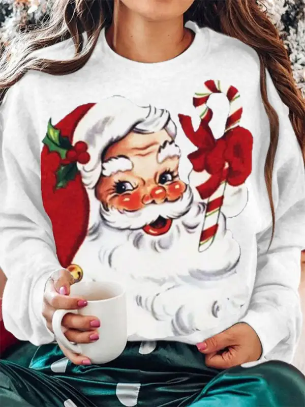 Women's Christmas Santa Print Sweatshirt