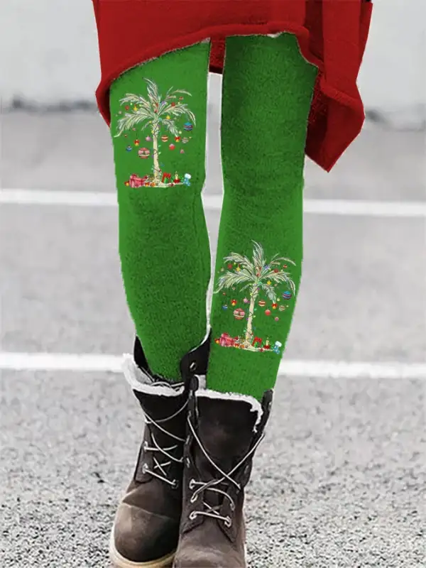 Women's Christmas Palm Tree Print Leggings