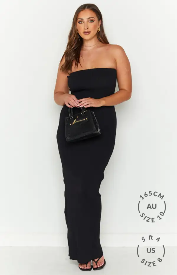 Ava Black Strapless Knit Maxi Dress