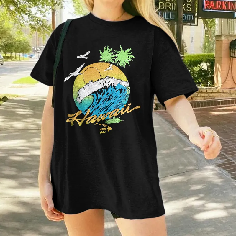 Women's Hawaii Sunshine Pattern Printed Tee