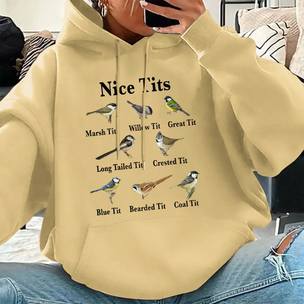 NICE TITS PATTERN PRINTED HOODIE