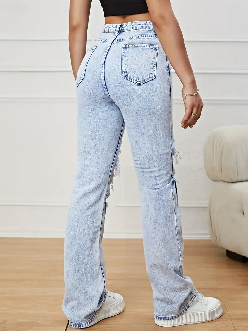 Blue printed denim pants