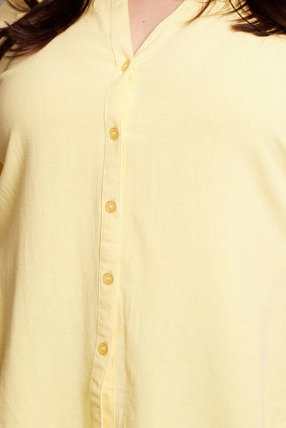 Yellow Relaxed Shirt Short Sleeve Linen Blend