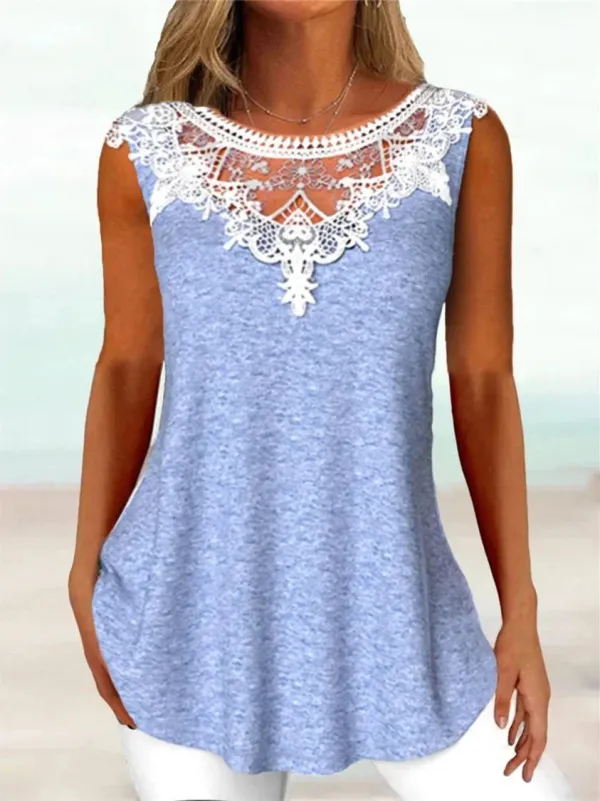 Lace Patchwork Comfy Tank Top