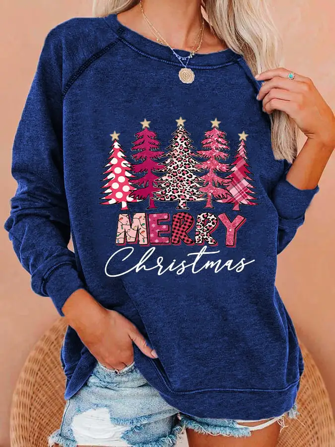 Women's   Tree Merry   Print Sweatshirt