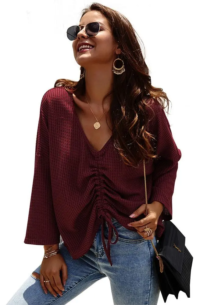 Plain V Neck Lonng Sleeve Sweater