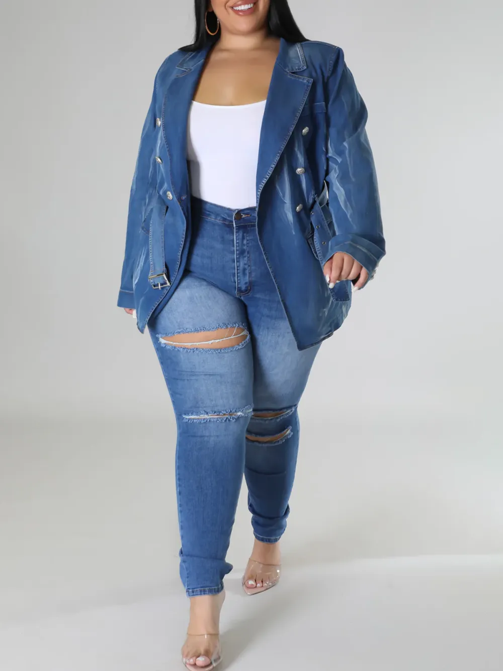 Plus-Size Fashion Denim Jacket For Women