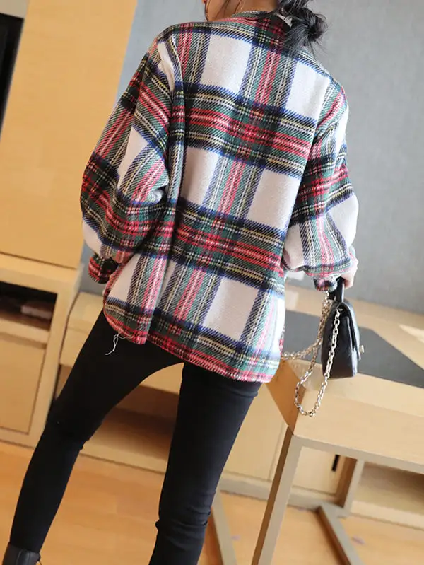 False Two Pullover Plaid Knitwear Splicing Sweater