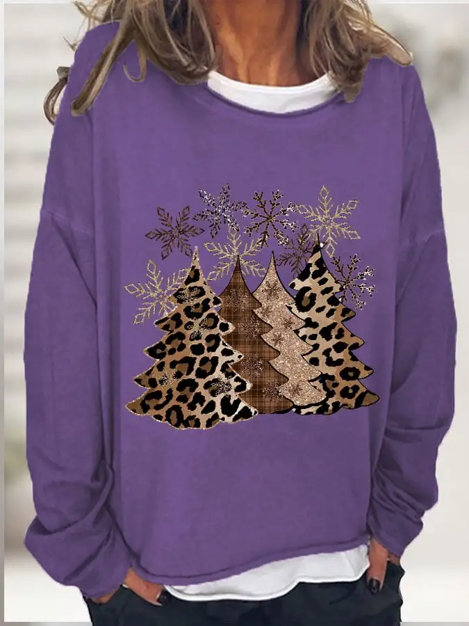 Women's Leopard   Tree Print Long Sleeve T-Shirt