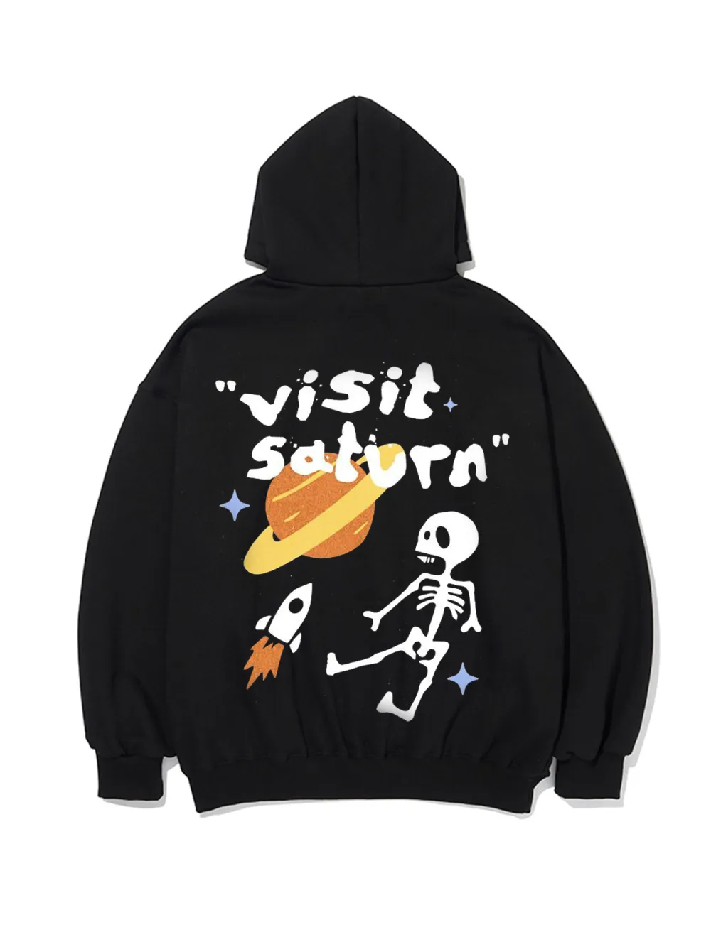 VISIT SATURN PATTERN PRINTED HOODIE