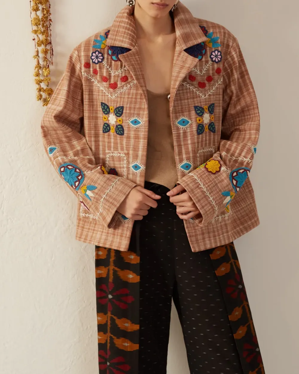 Western Tan Embroidered Jacket