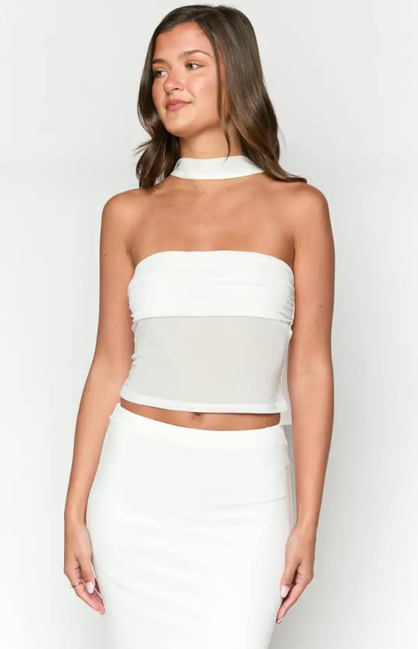 Luna White Crop Top