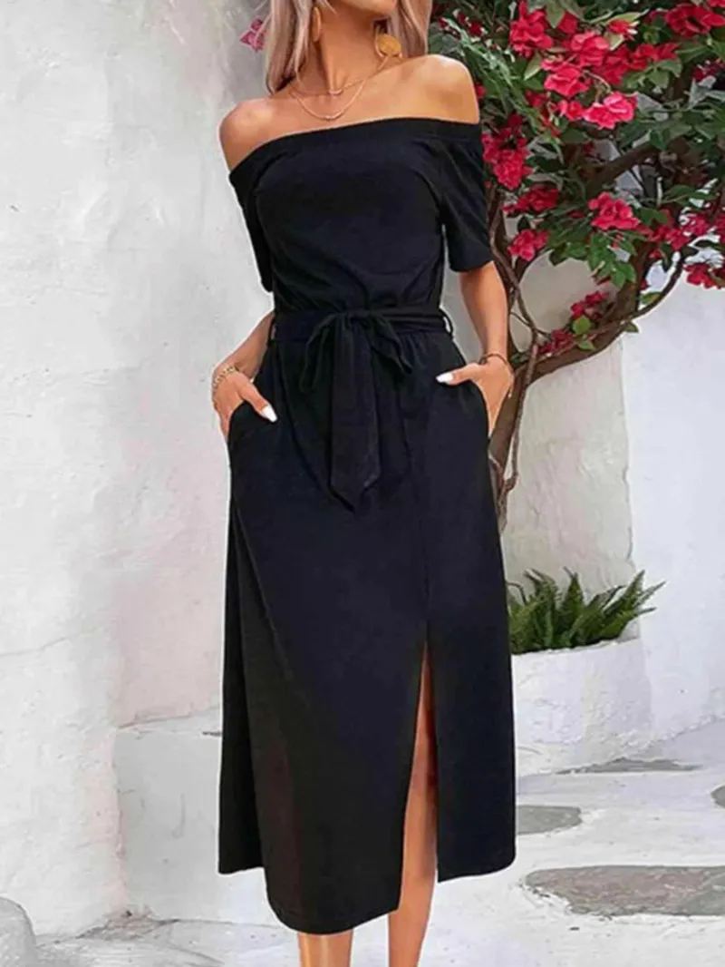 Women's Off Shoulder Waist Dress