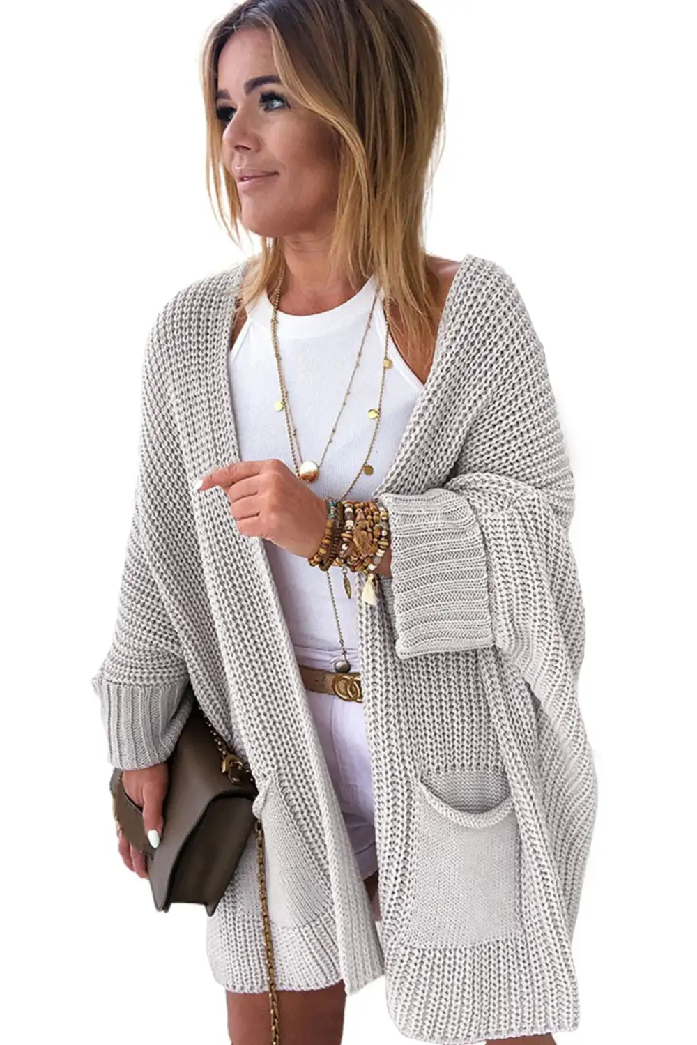 Oversized Fold Over Sleeve Cardigan