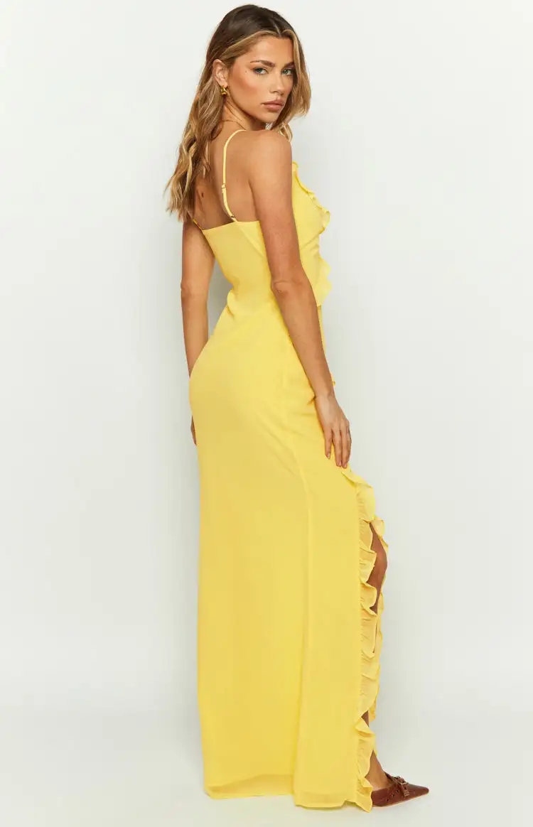 Nahanee Yellow Ruffle Maxi Dress