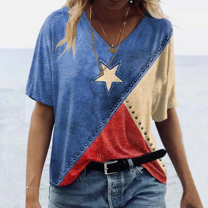 Women's Western Independence Day Art Print T-Shirt