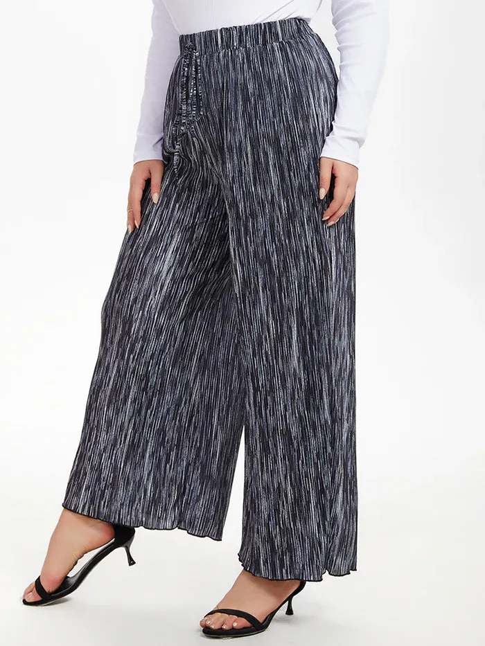 Drawstring Waist Wide Leg Pants