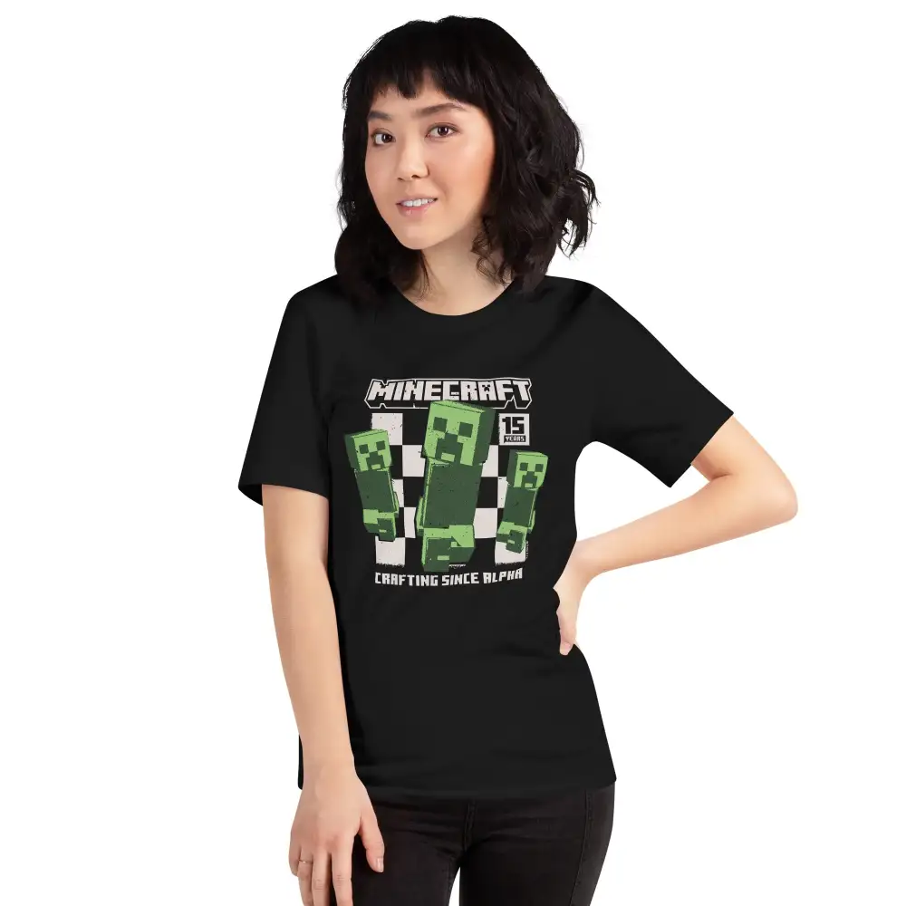 Minecraft 15th Anniversary Checkered Creeper Adult T-Shirt