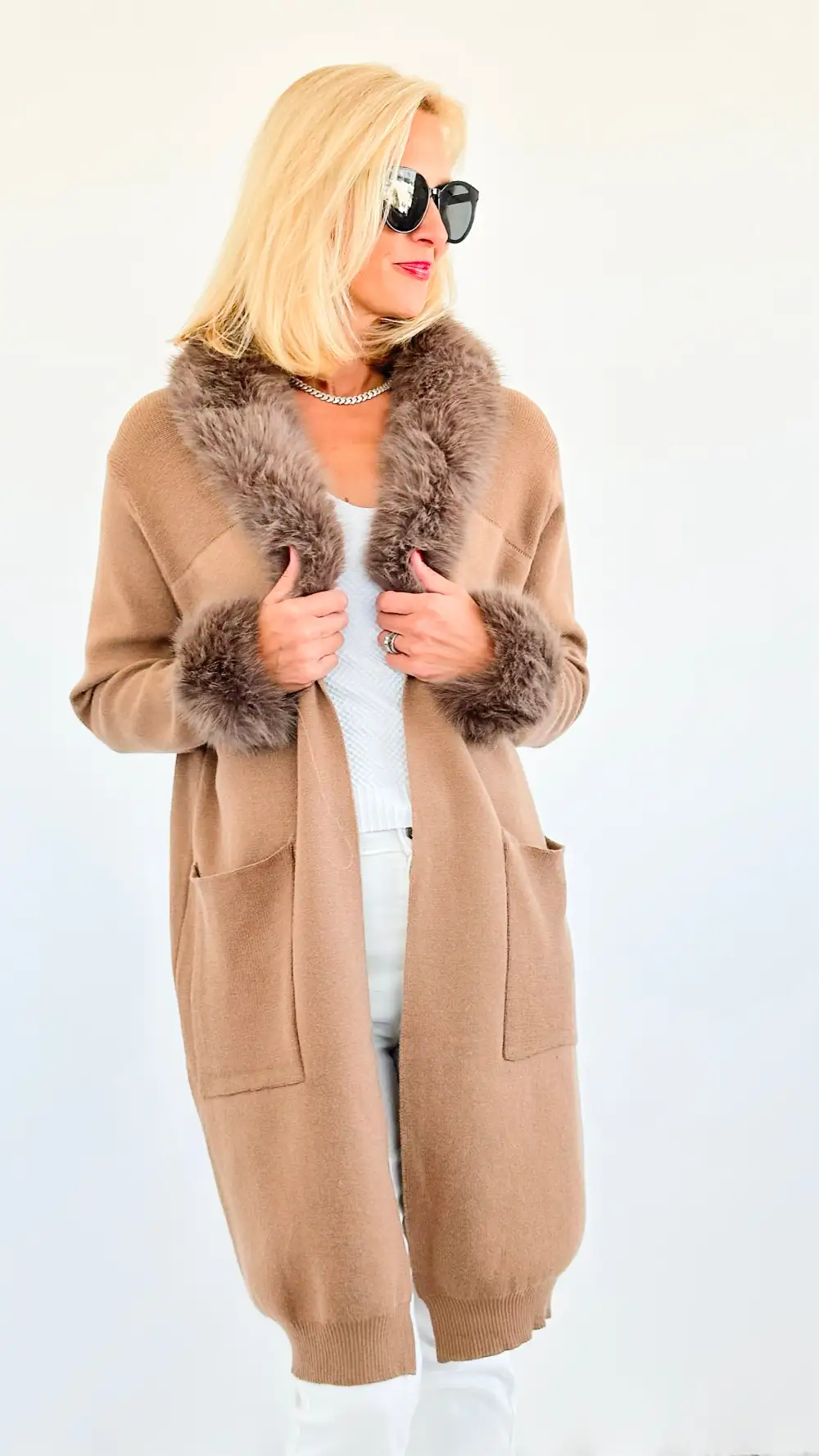 Cloudy Skies Fur-Trimmed Coat - Camel