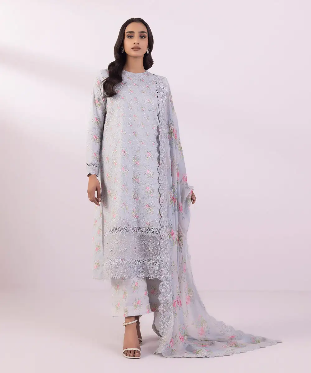 3 Piece - Embroidered Jacquard Suit