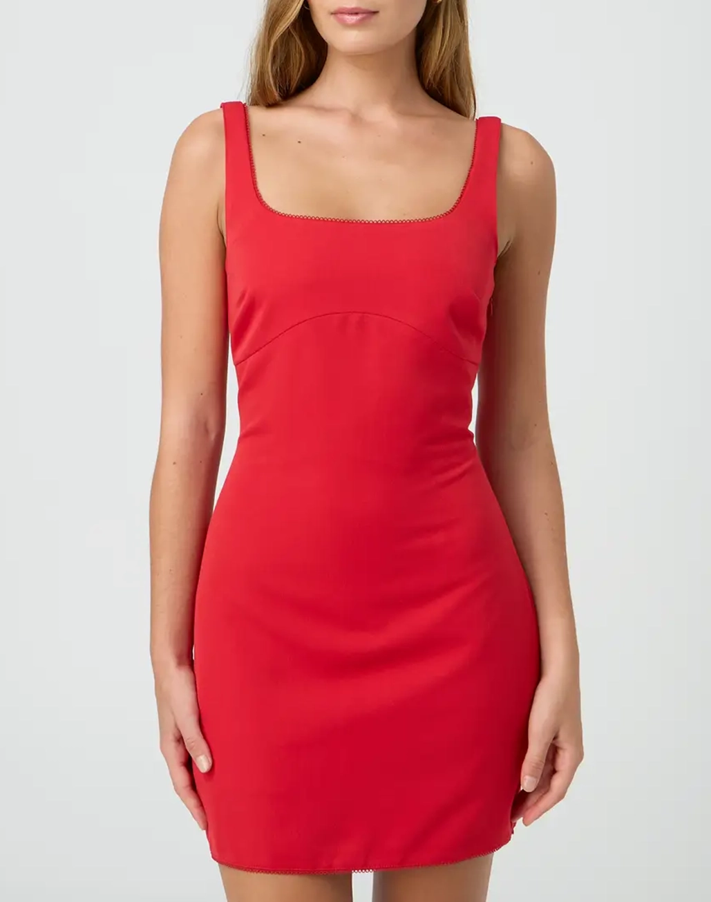 Picot Trim Tailored Mini Dress