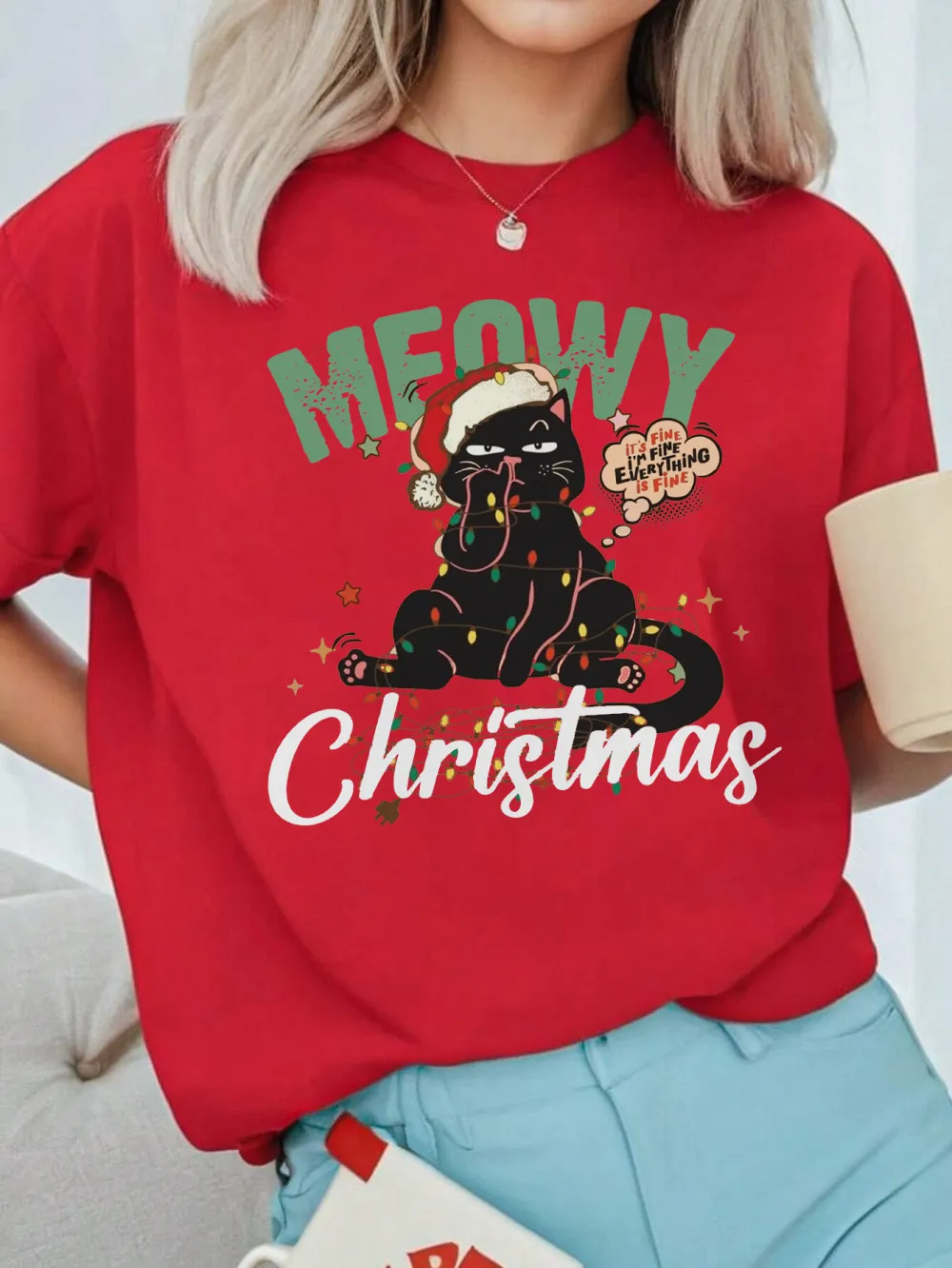 Kitty Santa Lady T-shirt