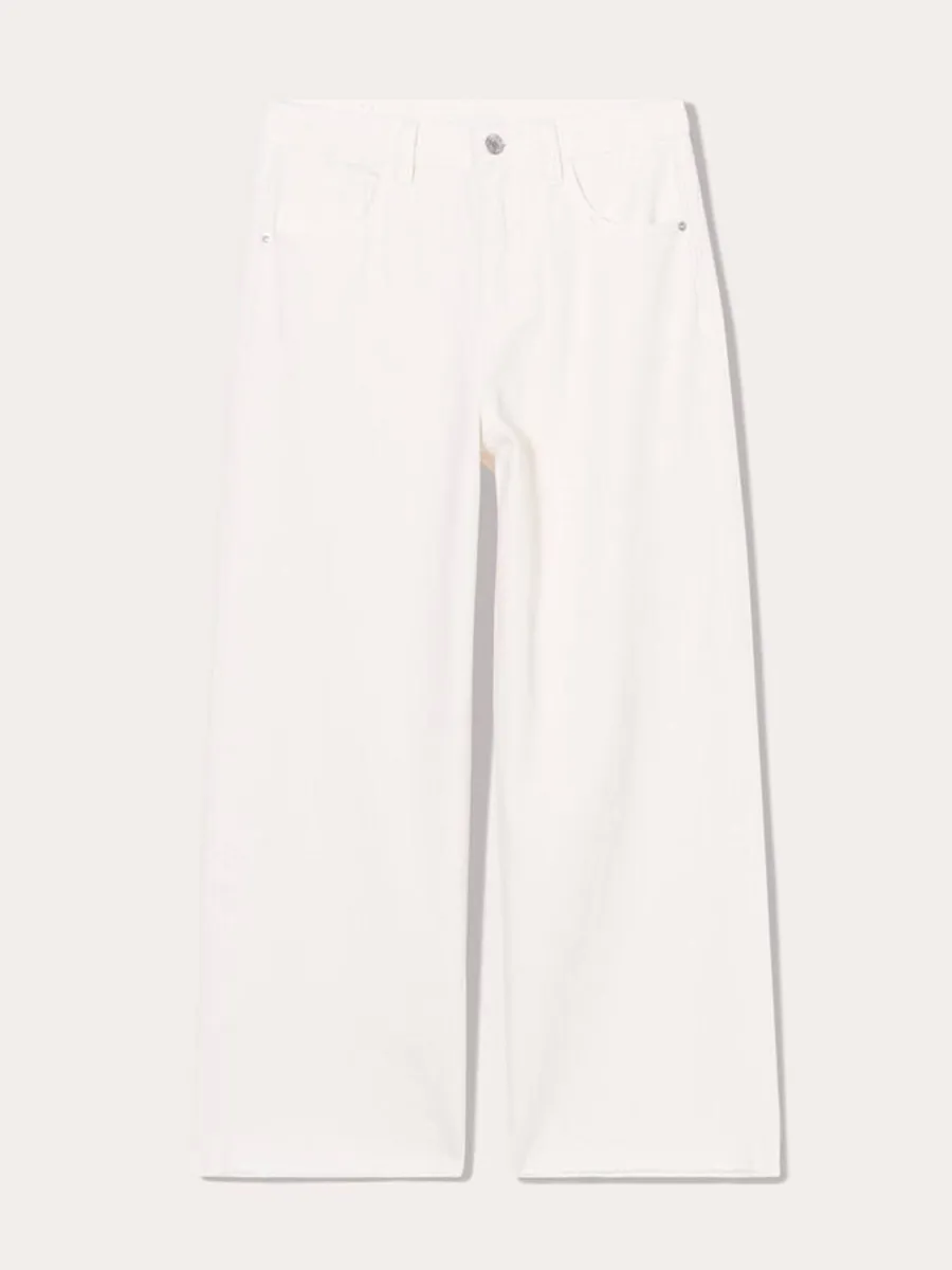 Jeans wide leg 7/8ème ecru femme