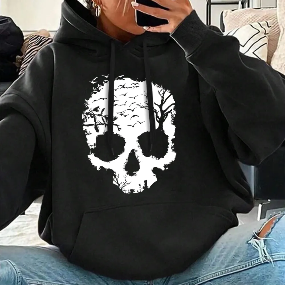 SKULL FOREST DESIGNED PATTERN PRINTED HOODIE