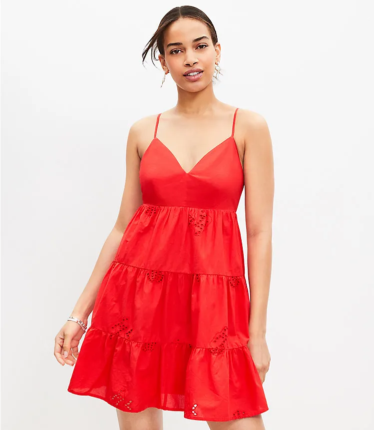 Tropical Eyelet Strappy Swing Dress