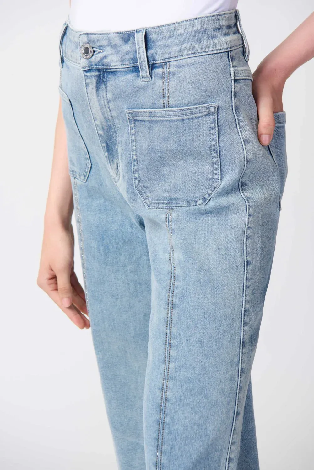 Culotte Jeans With Embellished Front Seam