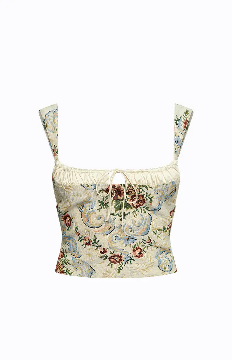 Till Forever Beige Tapestry Top