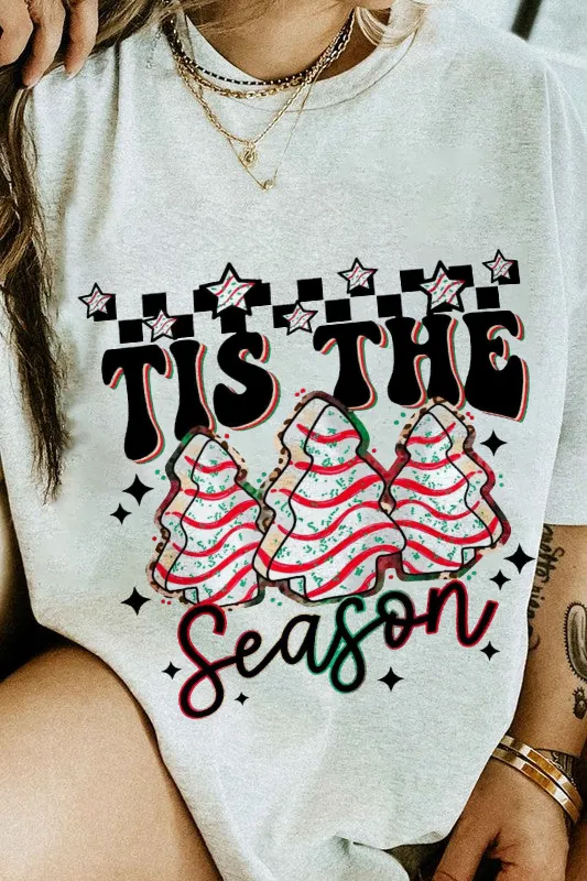 Women's letter Christmas tree combined with printed T-shirt