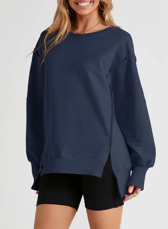 Oversized Reverse Seam Sweatshirt Long Sleeve Crewneck Pullover