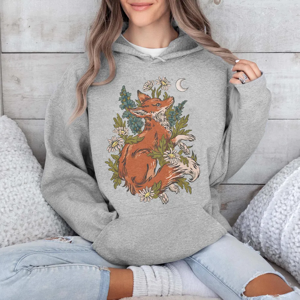 PRETTY FOX PATTERN PRINTED HOODIE