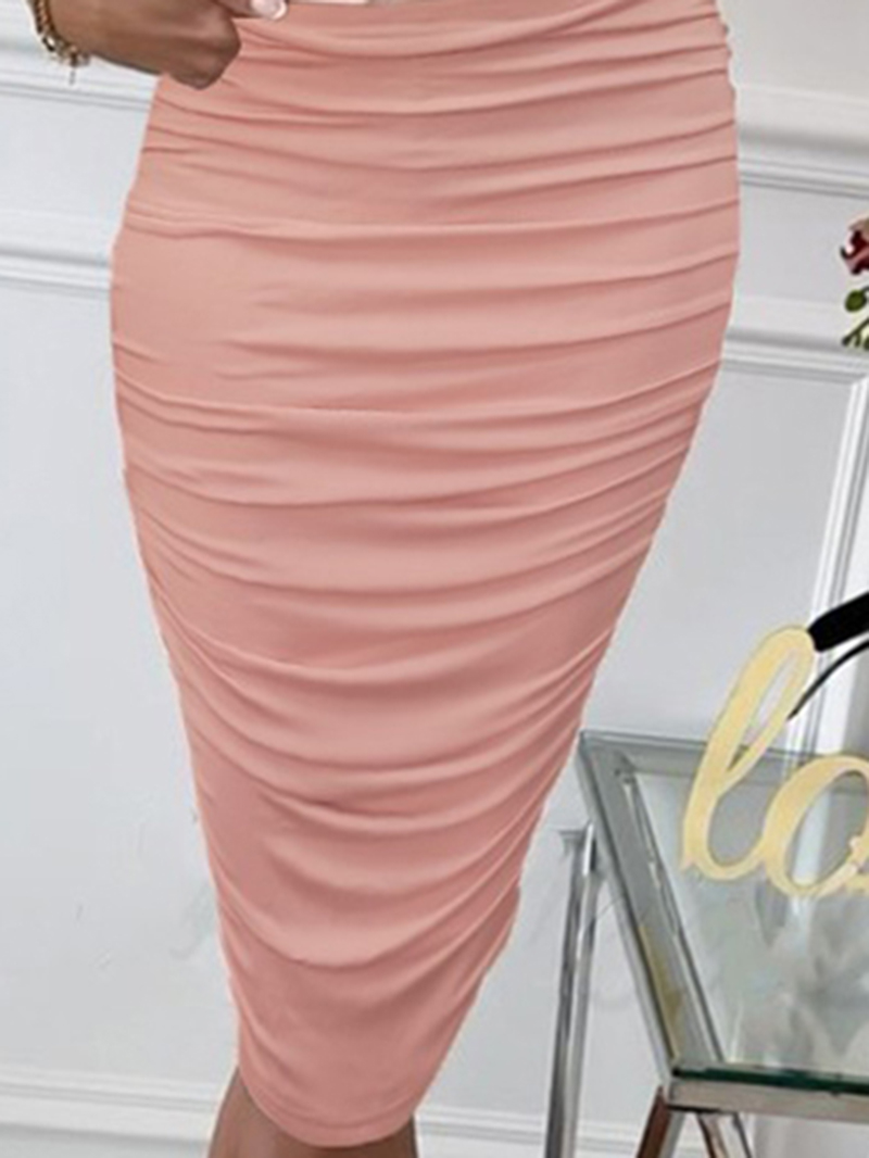 Sexy off-shoulder solid color midi dress