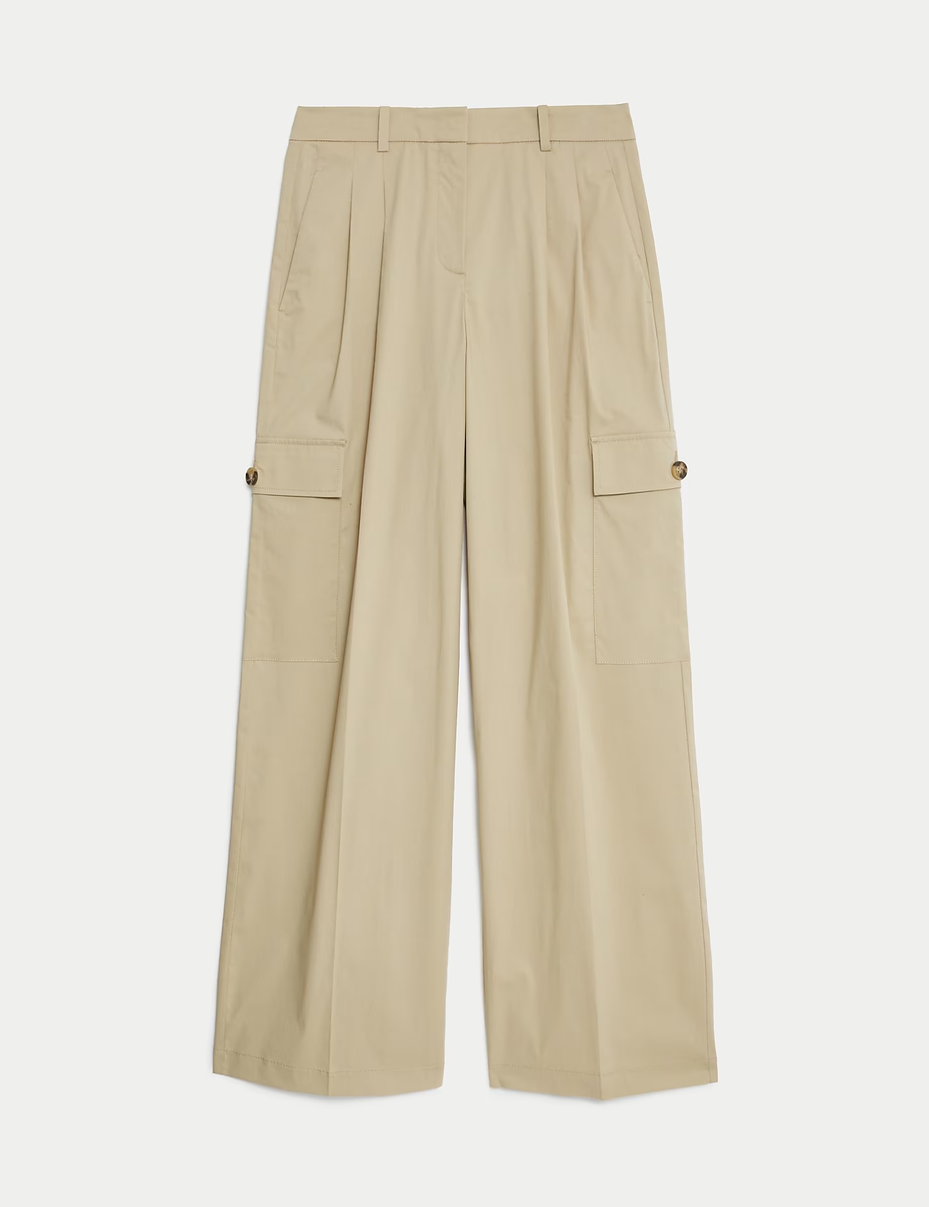 Cotton Rich Cargo High Waisted Trousers