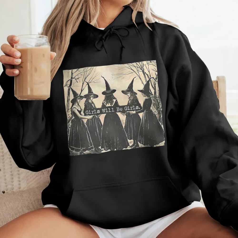 Women's Casual Witch Print Hoodie