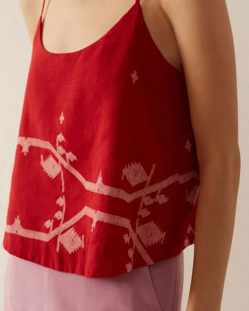 Daphne Crimson Jamdani Tank