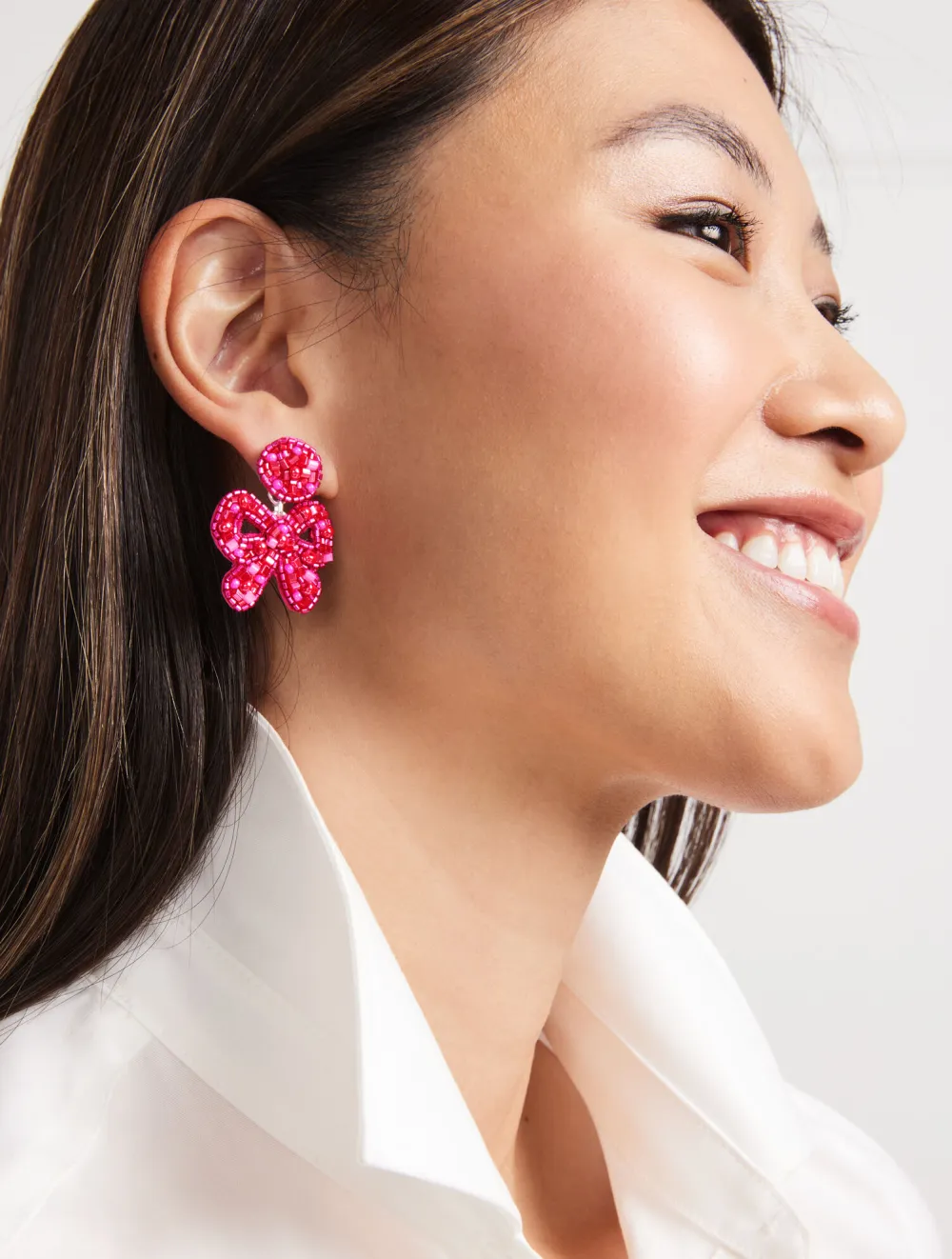 Mignonne Gavigan for Talbots Beaded Bow Drop Earrings