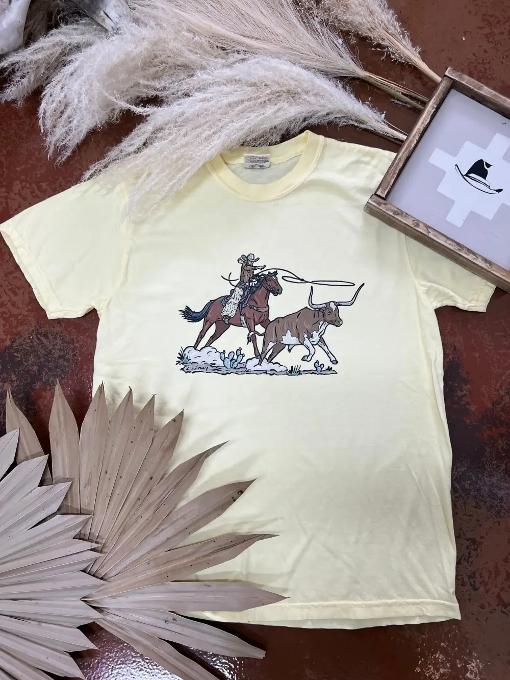 Lasso The Longhorn Tee-Yellow