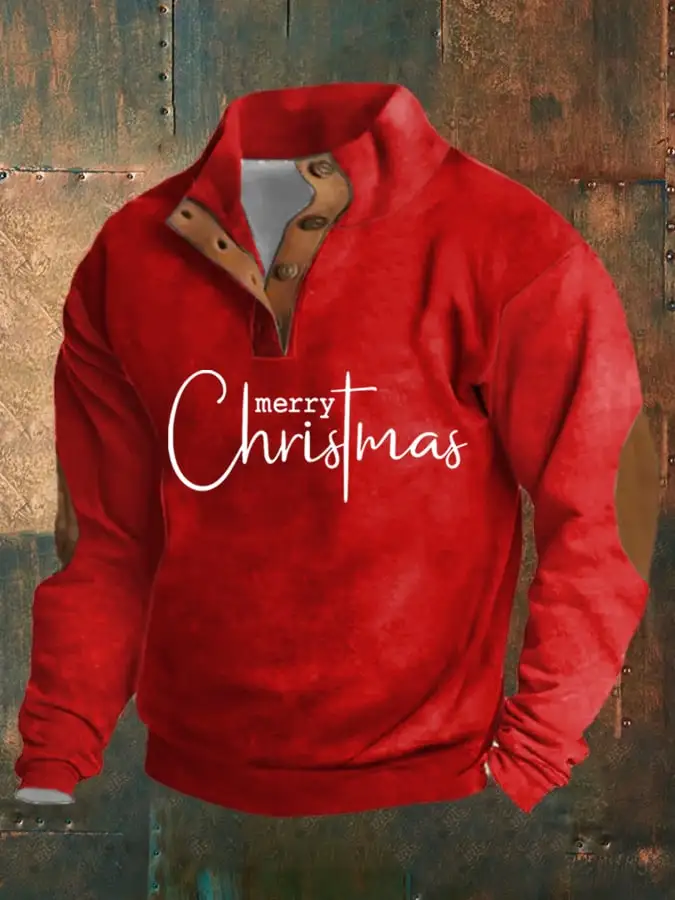 Men's Aintage Merry Christmas Print Sweatshirt