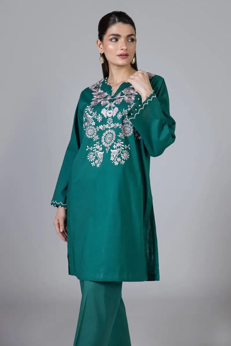 2 Piece | Kurta & Pants | Color  Dark green