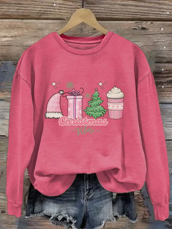 Women's Christmas Vibes Print Sweatshirt