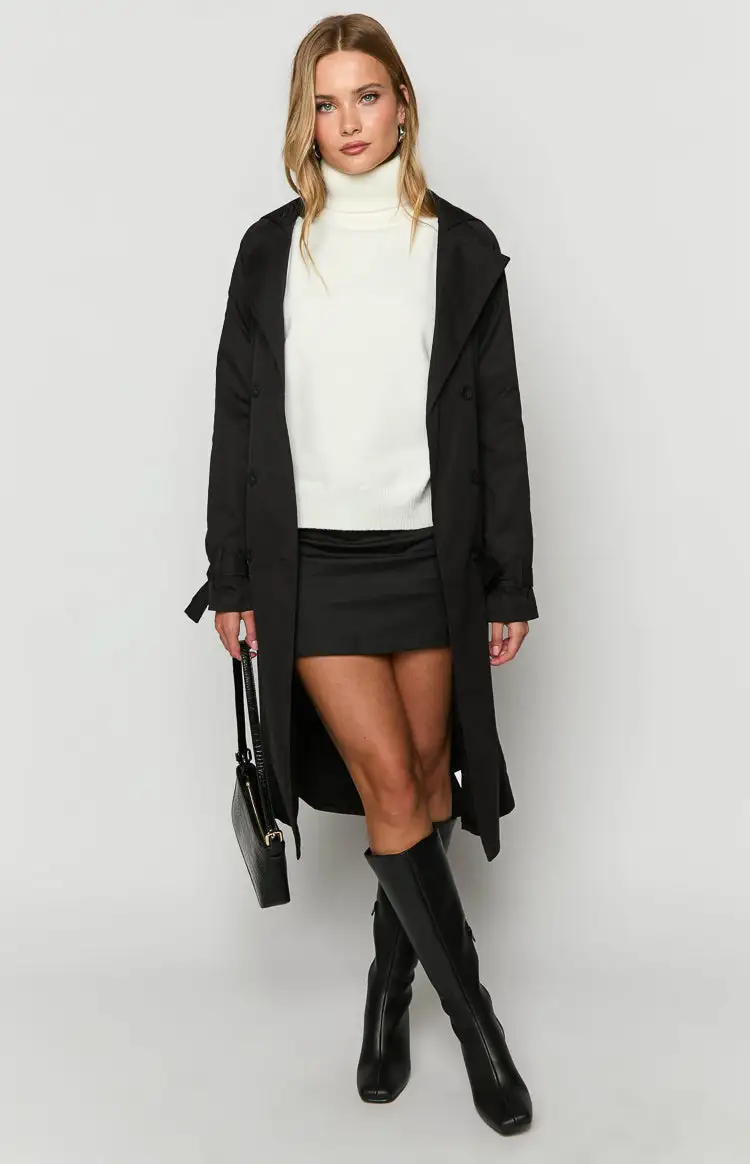 Santos Black Trench Coat