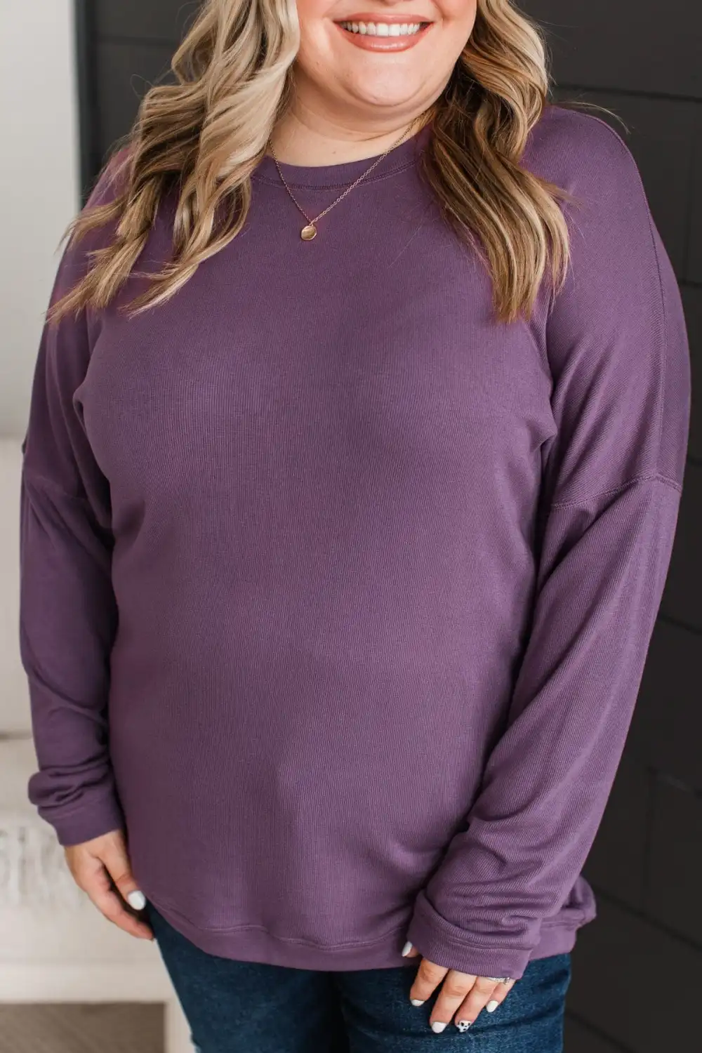 Express It All Knit Pullover Top- Purple