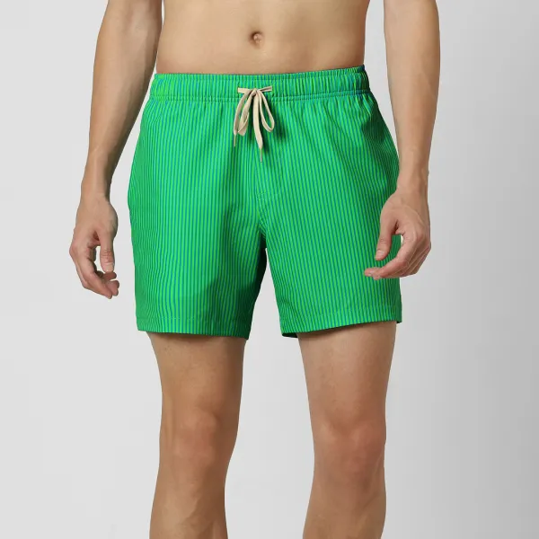 Boys Striped Swim-Green