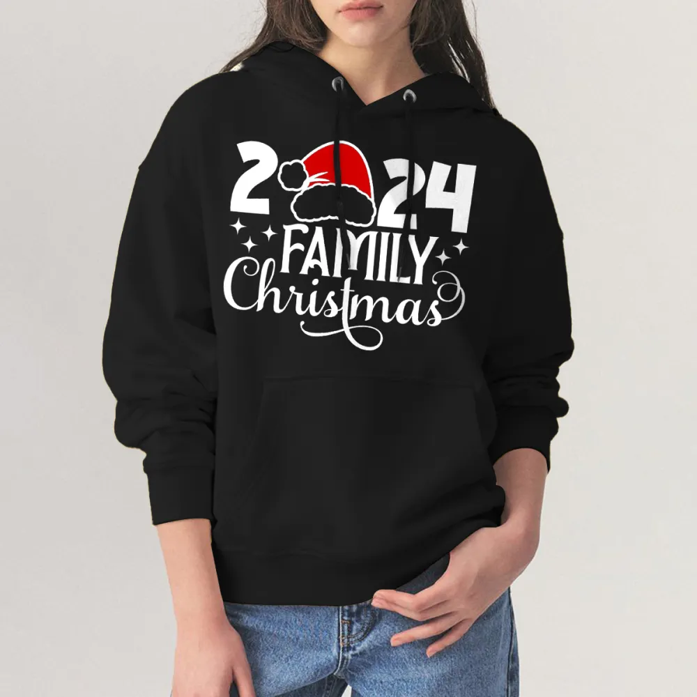 2024 FAMILY CHRISTMAS PATTERN PRINTED HOODIE