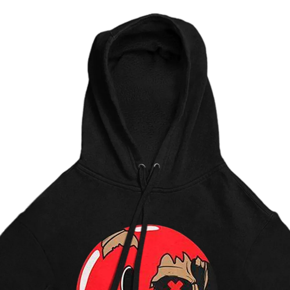 Red smiley hooded sweatshirt