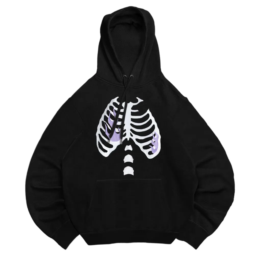 Unisex white skeleton hooded sweatshirt