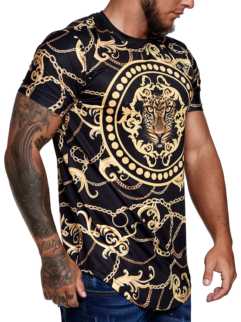 Chain lion pattern T-shirt